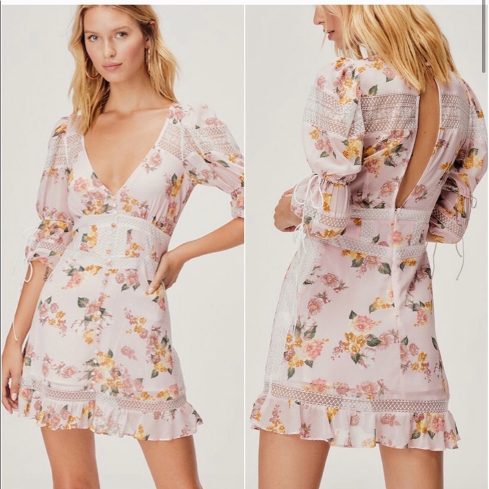 For love & lemons isadora mini dress in blush